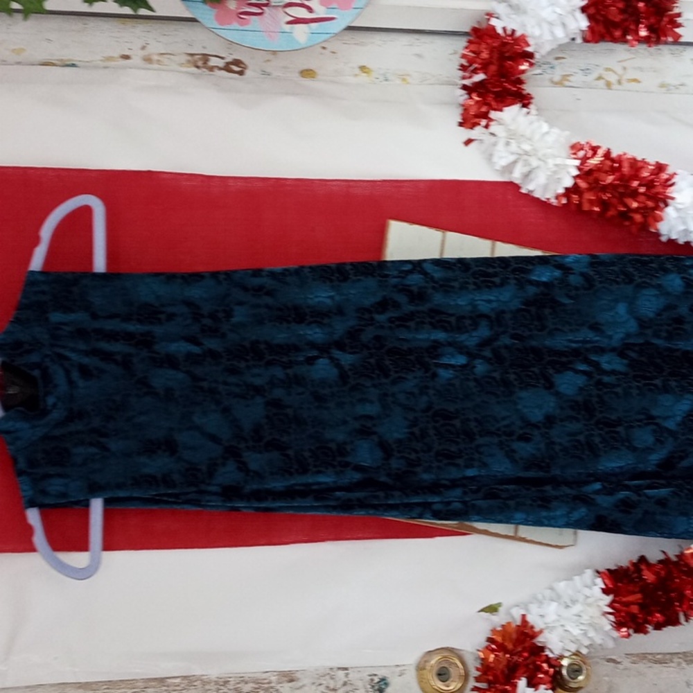 Chico's Burnout Velveteen Short Occasion Dress in Ocean Blue (45100978900) - Picture 3 of 6